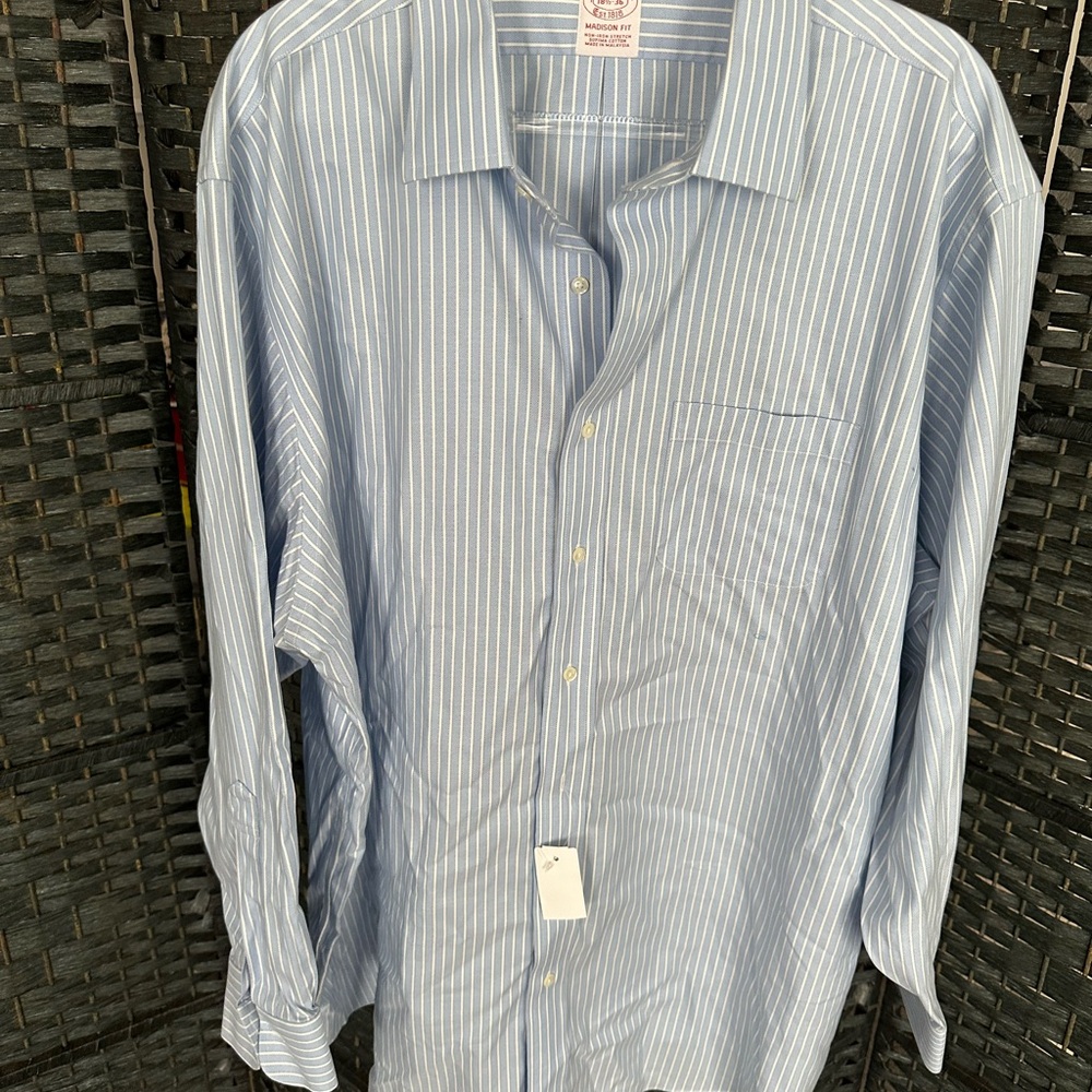 Brooks Brothers Men's Blue Striped Shirt 18.5 18 1/2 36